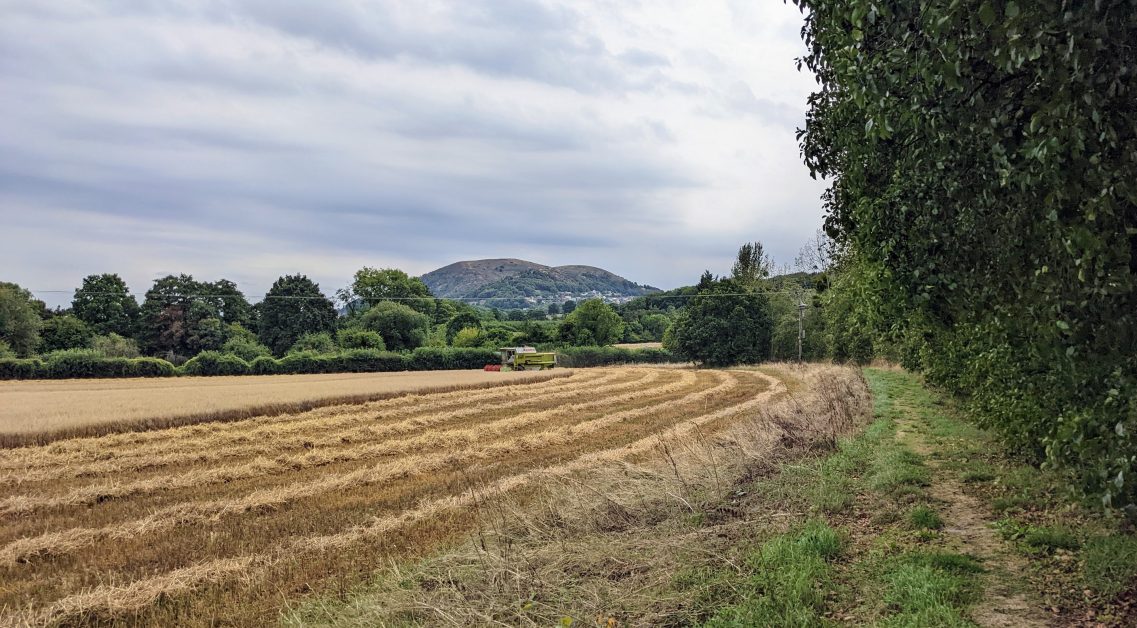 Combine harvester in a Worcestershire field